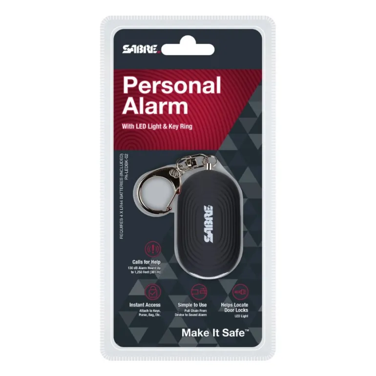 Sabre Personal Alarm Keychain With LED Light