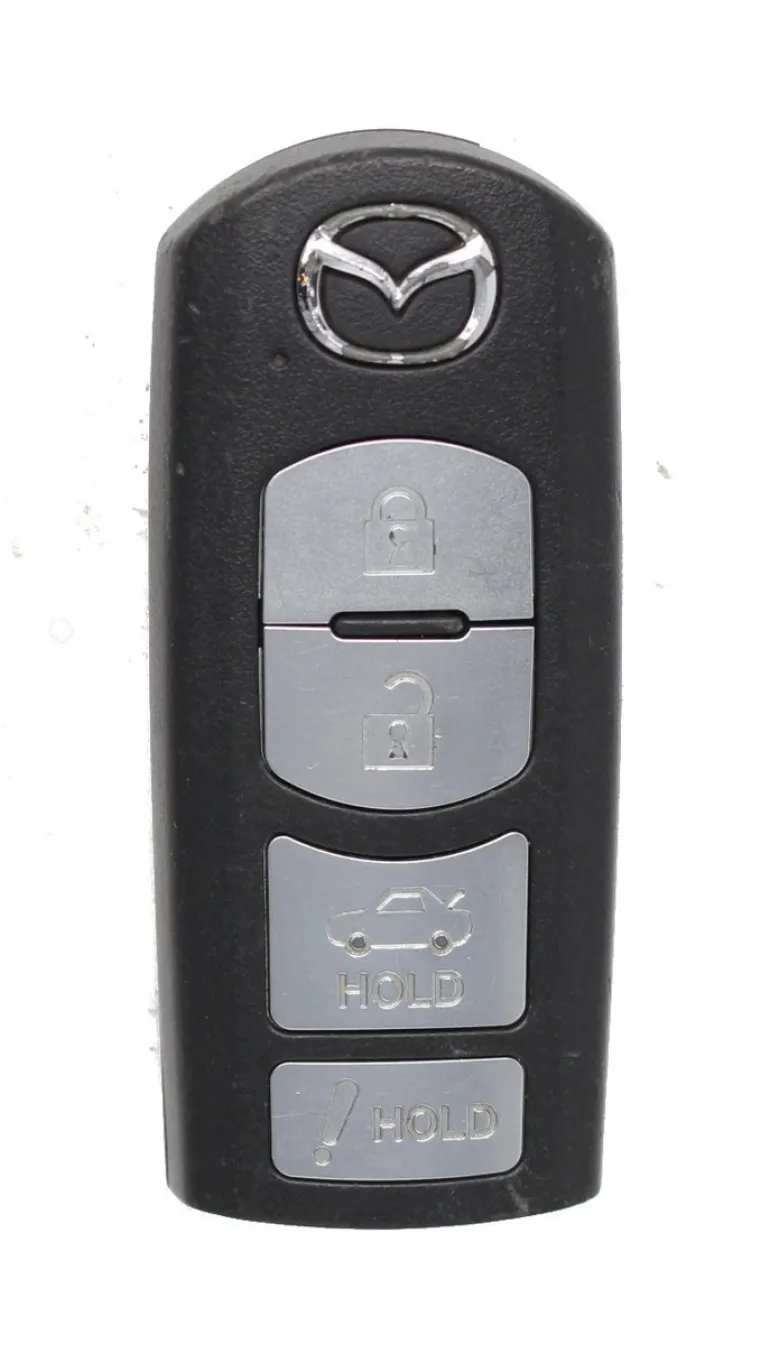 Unrefurbished OEM Mazda GJY9-67-5DY | GJY9-67-5RY WAZSKE13D01 4 Button Key Fob - Grade C